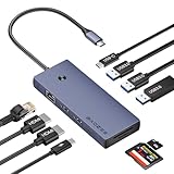 BAOZEE Laptop Docking Station Dual Monitor, 10-in-1 USBC Dock Hub with 2 HDMI 4K, Gigabit Ethernet (RJ45), 100W PD, 3× USB 3.0 Ports, SD/TF Card Reader, USB-C Data, for MacBook & Windows