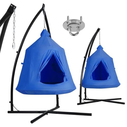 Image of Clevich Hammock Chair with Stand for Indoor Outdoor Use, Hanging Swing Seat