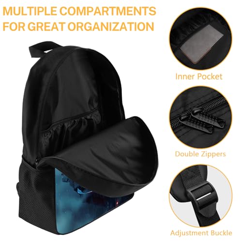 Kids Dragon Backpack, Cool Blue Dragon Standing on the Cliff Edge School Backpacks for Boys Girls, Animal Print Bookbag Water Resistant 17" Laptop Bags Casual Travel Daypack3