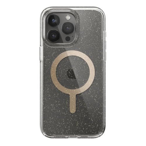 Image of Speck Presidio Lux Glitter MagSafe Case for Apple iPhone 16 Pro Max, Clear /Gold Glitter