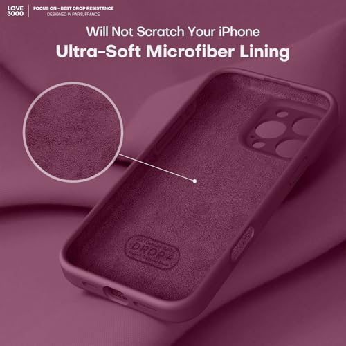Image of LOVE 3000 Designed for iPhone 16 Pro Max Case, Premium Silicone with [Soft Anti-Scratch Microfiber Lining] Shockproof Protective Phone Case for Men Women Girls 6.9 inch, WineRed