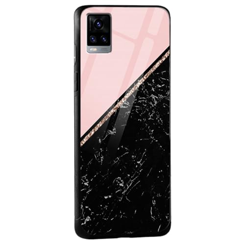 Image of COLORflow Back Cover Compatible with Vivo V20 | Black Marble Pink | Shockproof TPU Bumper Cover with Camera Protection Back Cover Compatible with Vivo V20