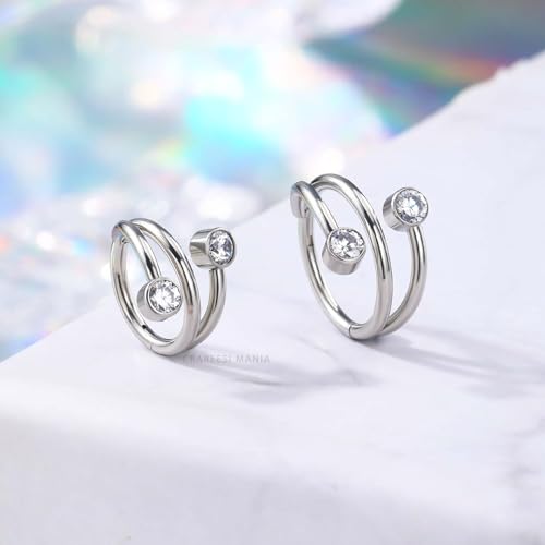 CM Crareesi Mania Helix Hoop Earrings - 316L Stainless Steel Cartilage Earrings - 16G Double Helix & Daith Piercing Jewelry2