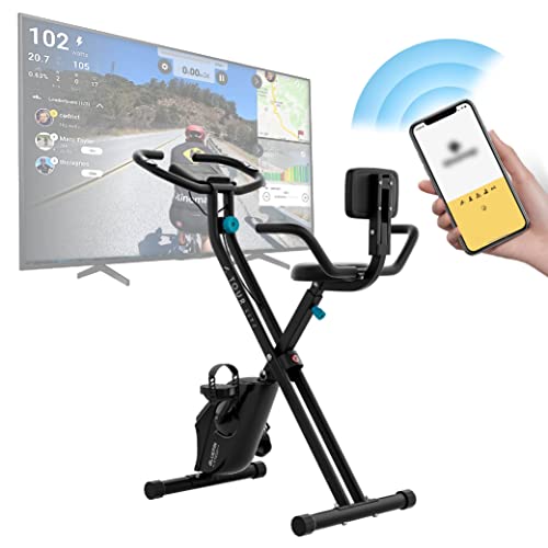 Bluefin Fitness Tour Lite   Bicicleta estática para uso doméstico, entrenamiento en casa | Compatible con Kinomap | Bicicleta plegable para el hogar | Consola | Bicicleta estática de resistencia