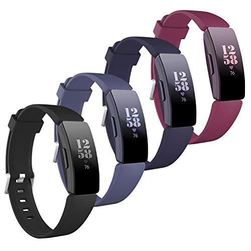 eseekgo 4-Pack Compatible with Fitbit Inspire Hr Bands for Women Men, Compatible with Fitbit Inspire/Inspire 2 Bands Small Large Sport, Soft Silicone Compatible with Fitbit Ace 2 Bands for Kids