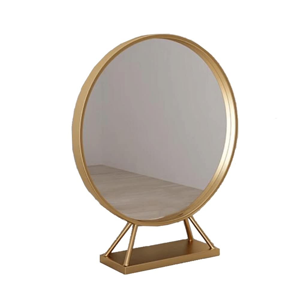 Miroir coiffeuse pour chambre de princesse circulaire doré 50 cm