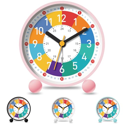 YeahBoom Reloj Despertador Niño,Despertador Infantil Silencioso Sin Tick Tick,Reloj de Aprendizaje con Luz Nocturna,Digital y Analógico para Niños