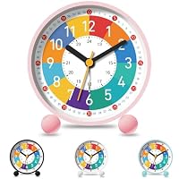 YeahBoom Reveil Enfant,sans Bruit De Tic-Tac,avec Veilleuse,Alimenté par Piles,Réveil Enfant Analogique pour Chambre de Garçon et Fille
