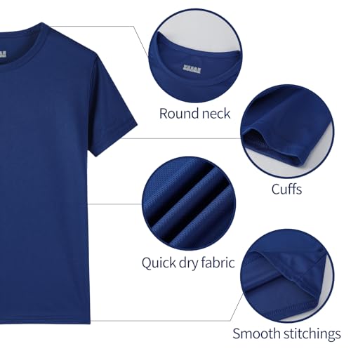 8 Pack Boys Kids Youth Mesh Athletic Quick Dry T Shirts Short Sleeve Moisture Wicking Tee Shirts Active Tops (Age 4-18)2