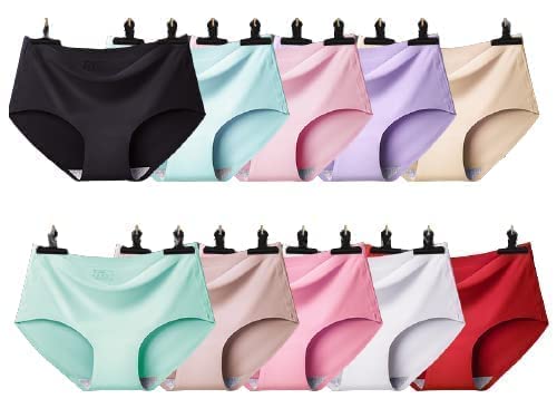 RAMPASSWomen's Seamless Panties Bikini Smooth & Comfortable Full Stretch Undergarments for Ice Silk Seamless Panties Underwear Soft Hipster Bikini (Multi Colored)