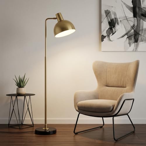 Image of Floor Lamp 3-Color CCT (Warm + Natural + Cold White) Gold Metal Standing Lamp for Living Room Bedroom Reading Corner Study