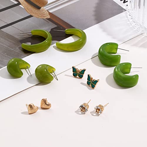 6 Pairs Gold Hoop Earrings For Women Multipack, Small Cute Stud Earring Pack For Girls, Hypoallergenic Drop Dangle Earrings By Yonikyu Style 2 #TOP6