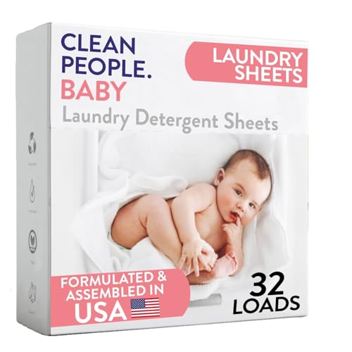 Image of The Clean People Unscented Baby Laundry Detergent Sheets - Hypoallergenic - Ultra Concentrated, Recyclable Packaging, Fights Stains & Odors on Baby Clothes & Bedding - Fragrance Free, 32 Pack