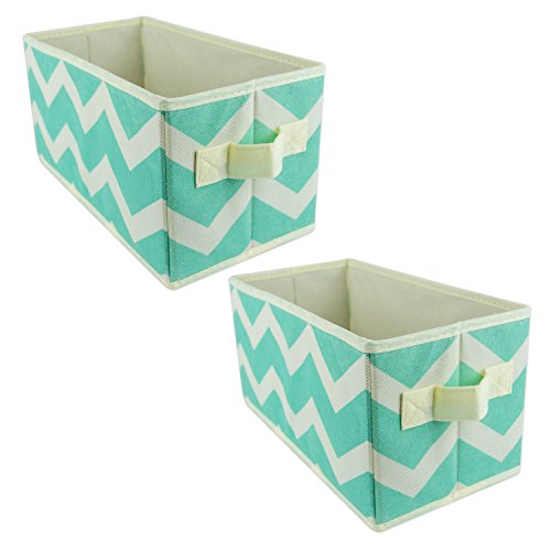 DII Fabric Storage Bins for Nursery, Offices, & Home Organization, Containers are Made to Fit Standard Cube Organizers (11x5.5x5.5) Chevron Aqua - Set of 2