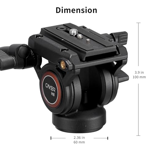 Cayer H8 Tripod Fluid Head, 60mm Base Video Head 13.2 Lb Load for Camera - image 6