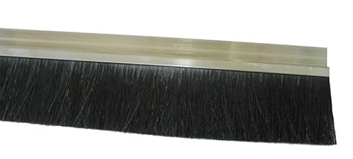 Bürstendichtung 50mm Borsten (dichter PU Besatz), Länge 1000mm / 100cm / 1m, Aluminium-Profil 25mm, schwarz, Tür Streifenbürste Türbürste Türdichtung Türbesen Torbürste Torbesen Cover