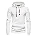 Maiyifu-GJ Men Plaid Jacquard Pullover Hoodies Hipster Lightweight Hooded Sweatshirts Long Sleeve Drawstring Hoodie Outwear (White,X-Large)