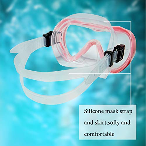 Omgear Diving Mask Snorkeling Gear Kids Adult Snorkel Mask Dive Goggles Silicone Swim Glasses With Nose Cover For Scuba Free Diving Spearfishing Neoprene Strap Cover Impact Resistance (Pink) #TOP2