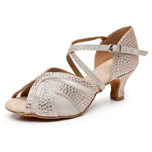 Chaussures danse latine femme salsa pour mariage et soirée habillée à talon strass
