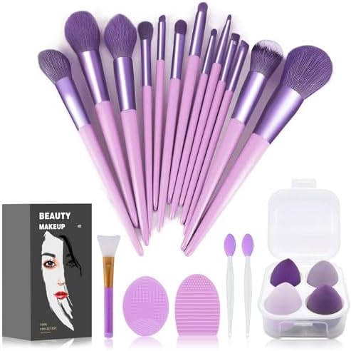Makeup Brushes 22 Pcs Makeup Kit,Foundation Brush Eyeshadow Brush Make up Brushes Set (Purple, 22 Piece Set)