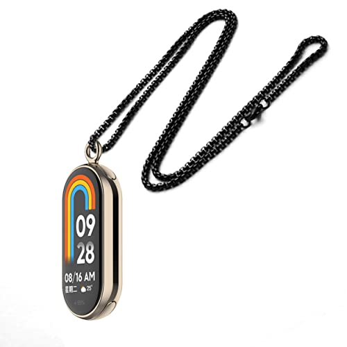 CZhkg Pendant Lanyard for Xiaomi Mi Band 8, Stainless Steel, Golden, 32.2mm, Watch Band Accessory, golden 3, 32.2 mm x 127 mm x 6 mm