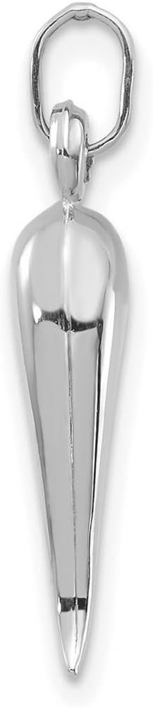 JewelryWeb 5mm 14k White Gold 3d Italian Horn Charm Pendant Necklace for Women - Image 2