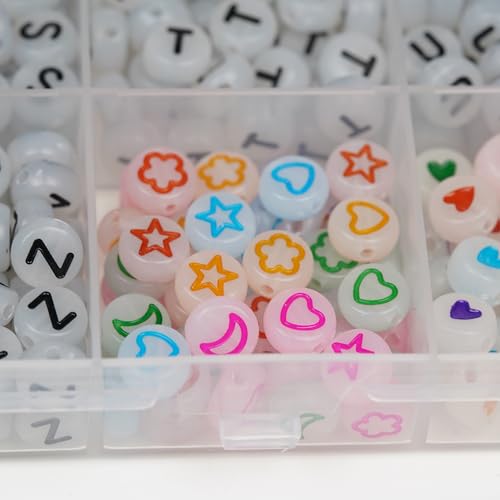 Image of Melius Acrylic Glow in the Dark Letter Beads, Glowing, 4x7mm, 1450 Pcs