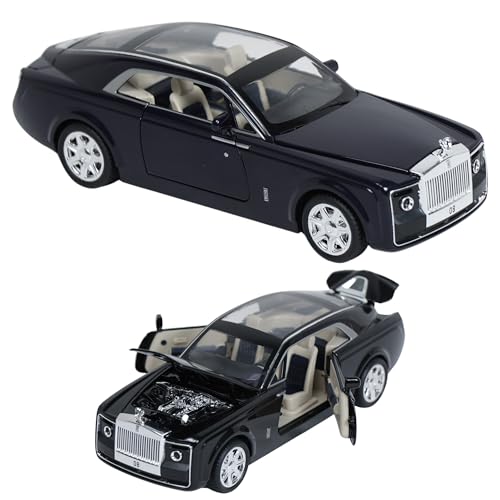 Image of Alloy Metal Pull Back Die-cast Car 1;24 Various Models with Sound & Music, Toy Cars for Kids Durable and Fun Gift for Boys and Girls (Dark Blue- Rolls Royce)