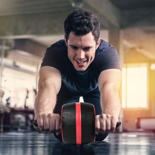 Enlarged Version Ab Roller Wheel with Knee Pad Mat,Automatic Rebound Abdominal Wheel Abs Workout Equipment,Home Gym Equipment,No Noise Ab Wheel for Men&Women Abdominal-Red by JHYSHAN - Image 9