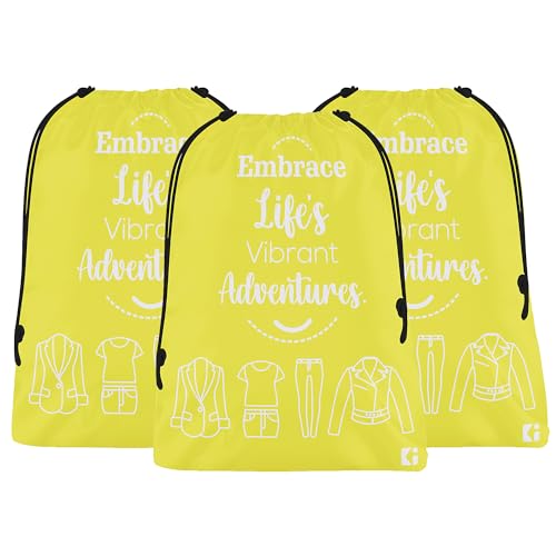 Image of Kuber Industries Pack of 3 Cloth Storage Bag | Storage Organizer | Travel Parachute Cloth Bag | Garments Cover for Laundry | Waterproof Travel Storage Organizer | Medium | Yellow