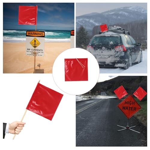 Warnflagge, Warnfahne, Signalfahne, 3 Stück Rote Fahne, Schlussfahne, Endfahne, Signalflagge, Überlänge, mit Seil, für Überhängende Lasten Transport Fahrradträger Auto Wohnwagen