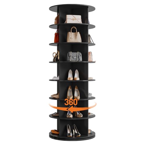 GarveeHome 7 Tier Rotating Shoe Rack Tower, 360° Revolving Free Standing Spinning Shoe Organizer, Vertical Spinning Shoes Display, Shoes Rack Storage Round Carousel, Rotate Shoes Closet Organization