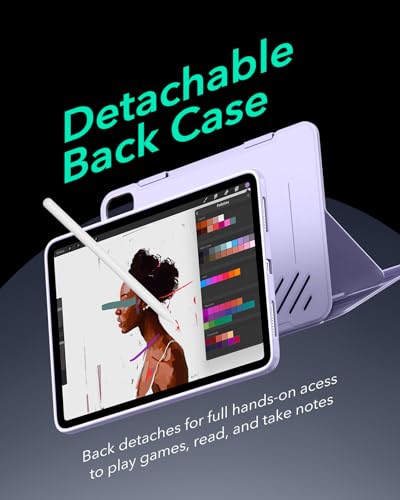 Image of ESR for iPad Air 13 Inch Case M4 /M3 /M2 (2026 /2025 /2024), Removable Magnetic Cover with Pencil Charging & Storage, Adjustable Portrait /Landscape Stand, 9 Standing Angles, Shift Series, Light Purple