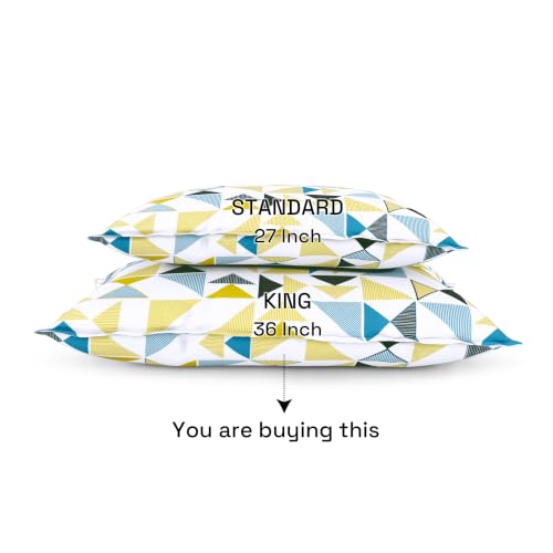 Image of Wakefit 100% Cotton Pillow Cover Set of 2 | 200 TC Soft & Breathable Pillow Cases | King Size 19 x 36 Inch | Skin Friendly, Durable & Gentle Machine Washable | Maze