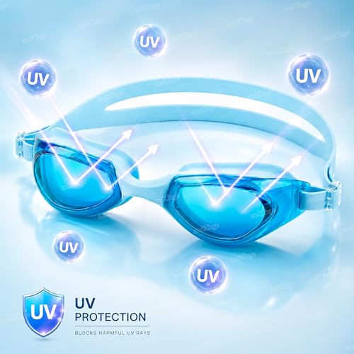 Image of Zest 4 Toyz Swimming Goggles for Kids and Adults with Adjustable Strap Anti-Fog UV Protection Lens Air Tight Comfortable Silicone Frame for Swimming Pool - Sky Blue