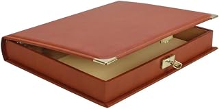 SAFE 445-0 Dokumenten-Kassette DIN A4 – Hochwertige Ringkassette mit Schloss & Messing-Ecken – Handgefertigt, Leinen-Innenfutter, 4-Ring-Mechanik, 335x350x55 mm