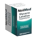 NeilMed Glycerin Laxative Suppositories, Gentle Relief from Constipation, Fast Acting, indivdually Wrapped, 120 ct