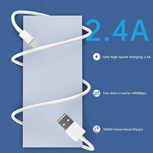 PEAPOLET iPhone Charger Cable, [Apple MFi Certified] Lightning Cables 2 Pack USB-A to Lightning Apple Long iPhone Cable Fast Charging for iPhone 14/13/12/11Pro/Max/XS/X/XR/8/7/6 iPad iPod (6.6 FT)