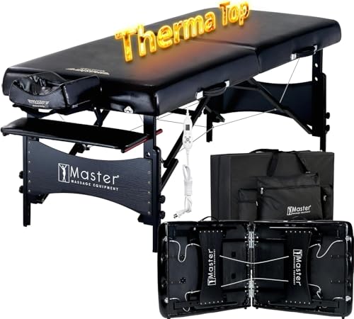 MASTER HEALTH PRODUCT 30” Galaxy Therma Top Portable Massage Table for Professional& Home Use, Adjustable Height Travel Massage Bed, Salon Beauty Spa Tattoo Lash Bed with Bag