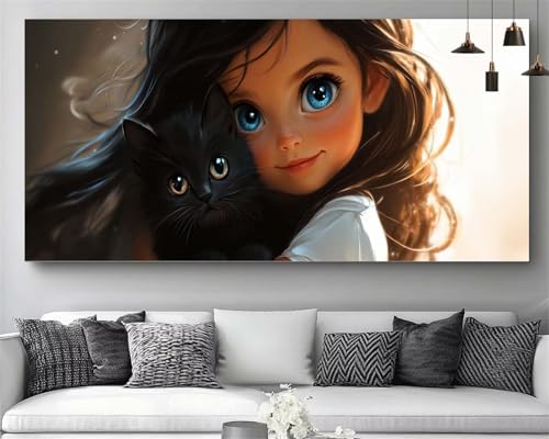 Chat diamond painting XXL broderie diamant kit complet 5D pour canevas adulte