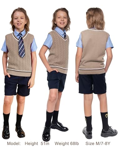 BOBOYOYO Boys Sweater Vest Unisex Cable Knit 100% Cotton Toddler Uniform Vest for Little Big Teenage Boy Girls Childrens Kids3