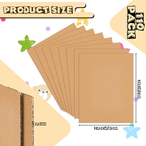 Image of Henoyso 110 Pack 11 x 8. 5 Inch Corrugated Cardboard Sheets Flat Cardboard Sheets Packaging Inserts Flat Square Inserts Squares Separators for Shipping Packing Mailing Crafts(Brown)