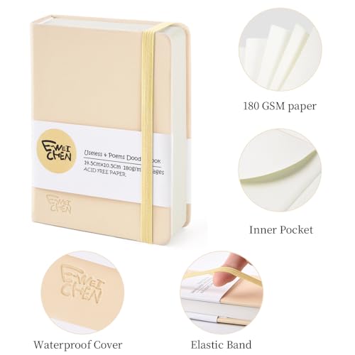 Image of 5.7x4.1in Hardcover Blank Sketchbook for Drawing 180gsm 96Pages,Beige