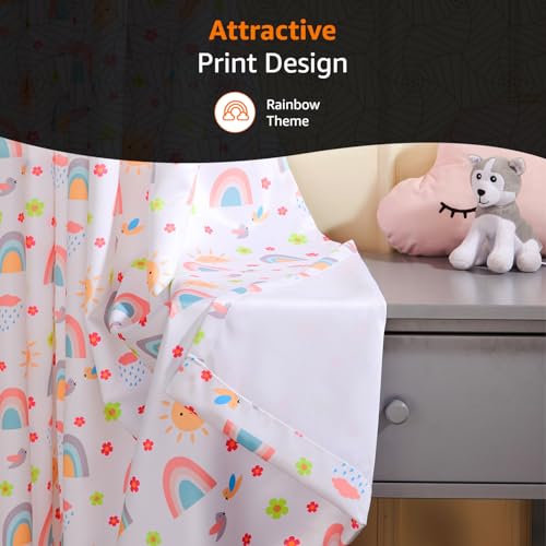 Image of Amazon Basics - Kids Room Darkening Digital Printed Window Curtains, 80-85% Room Darkening | 5 Feet |Set of 2| Digital Print | Kids Curtain |for Living Room and Bedroom | 115cmx 150cm, Design-Rainbow