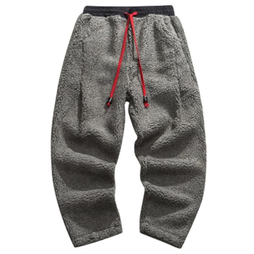 Generisch Pantalones de forro polar para hombre – Pantalones de invierno cálidos de felpa con cordón, pantalones de forro polar con puños, pantalones térmicos, tallas grandes, pantalones de