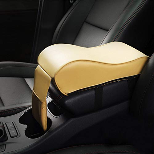 MeiBoAll Car Armrest Cushion,Memory Foam Car Armrest Pad,Auto Center Console Armrest Pillow with Phone Holder Storage Bag Universal Fit for Most Car Yellow