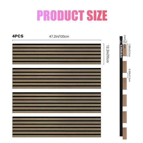 Paneles Acústicos Vohala 4-Pack - Paneles Decorativos para Pared en Madera 3D para Reducción de Ruido miniatura 4