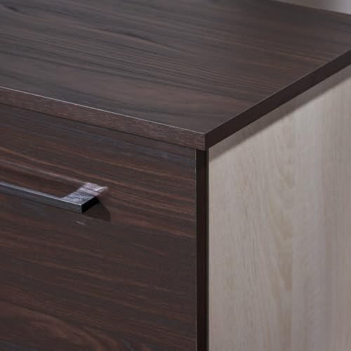 Image of Slate Engineered Wood Storage Cabinet | Modern 2 Door Sideboard with Adjustable Shelves | Multi-Purpose Storage Organizer for Living Room, Dining Room, Kitchen & Office | Dark Walnut Finish