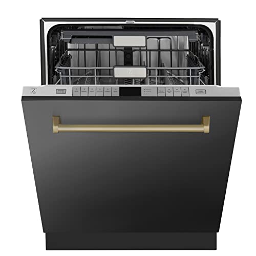 Zline Kitchen And Bath DWMTZ-BS-24-CB Zline Autograph Edition 24 Inch 3Rd Rack Top Touch Control Tall Tub Dishwasher In Black Stainless Steel thumb #1