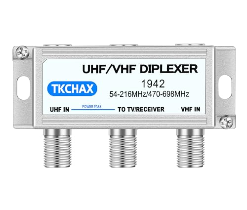 TKCHAX UHF/VHF TV Antenna Combiner & Diplexer: Eliminate Rotators, Merge 2 Antennas into 1 Coax